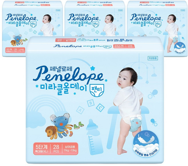 페넬로페 뉴 미라클 올데이 팬티 기저귀 아동용, 5단계, 112매