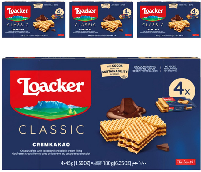 로아커 웨하스 클래식 크림카카오, 4개, 180g