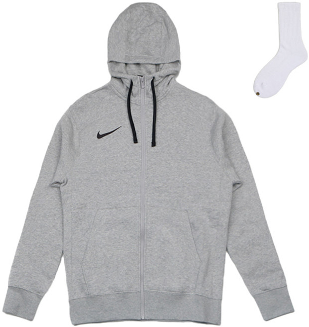 Nike 男款 Park Swoosh 連帽拉鍊外套 CW6887-063 + Welldone 襪子套組