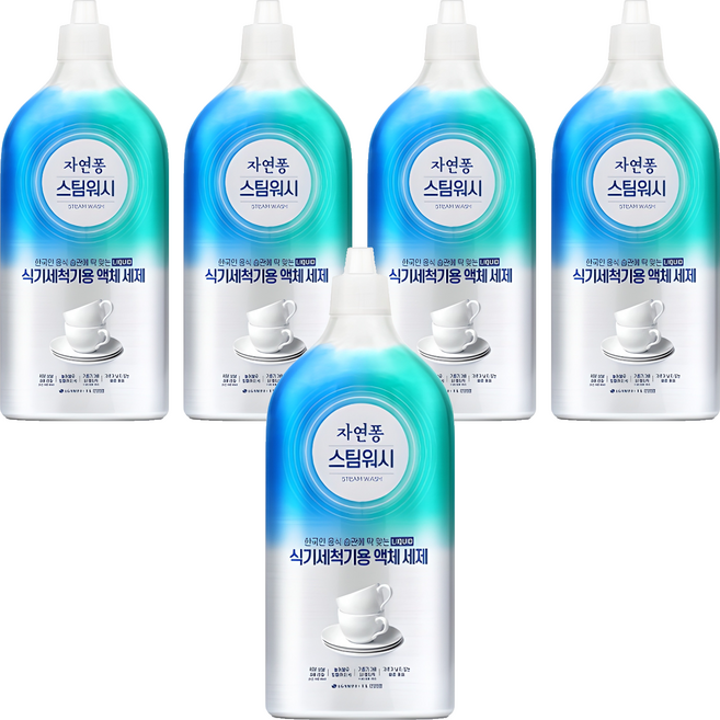 자연퐁 스팀워시 식기세척기용 액체 세제, 1L, 5개