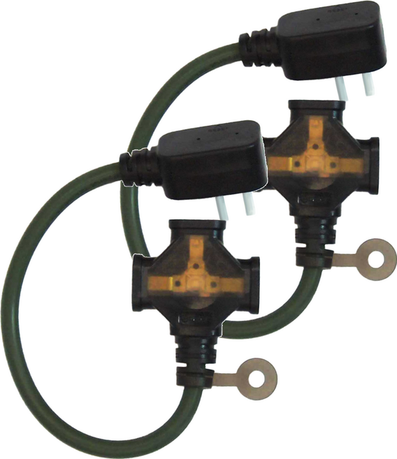 PowerWork 動力工廠 1對3座耐熱動力軟線, 0.3m, 軍綠, 2條