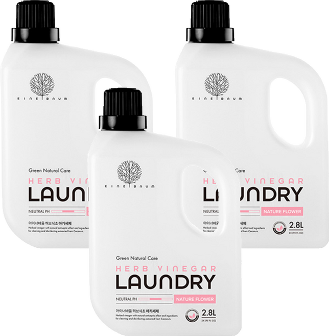 아이너바움 허브식초 아기 세제 네이처플라워, 2.8L, 3개