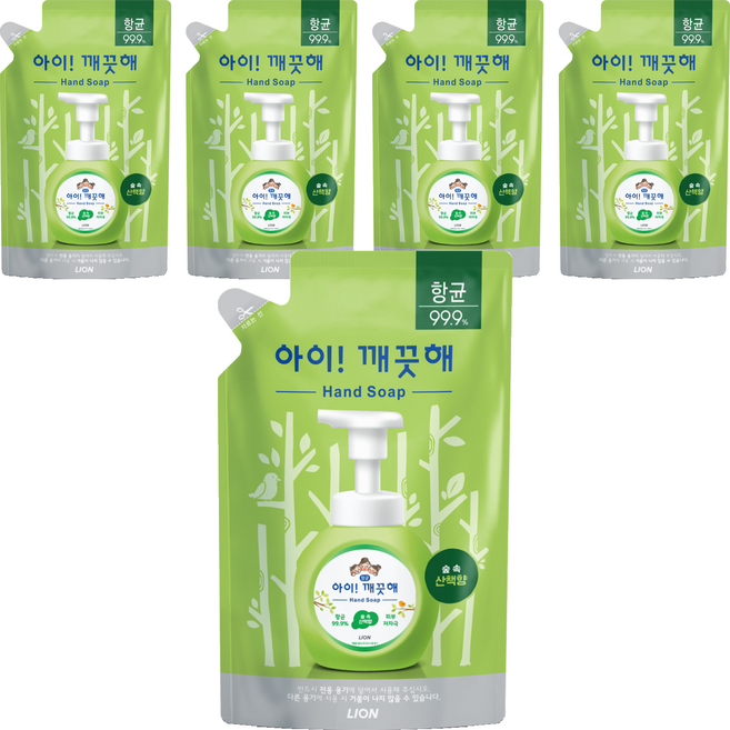 아이깨끗해 향균 폼 핸드솝 숲 속 산책향 리필, 450ml, 5개