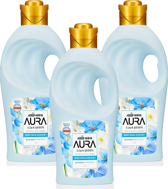 아우라 섬유유연제 홀리데이판타지 알파 본품, 1L, 3개