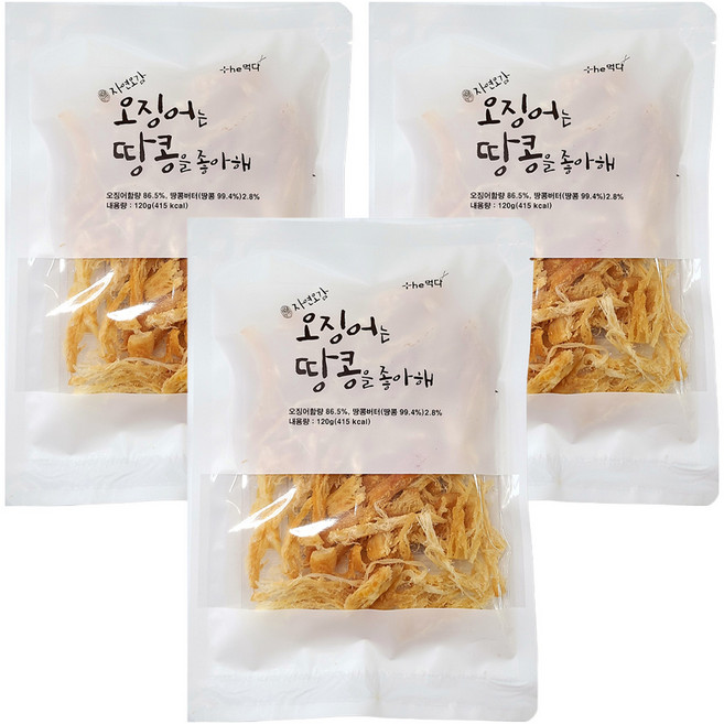 더먹다 자연오감 오징어는 땅콩을 좋아해, 120g, 3개