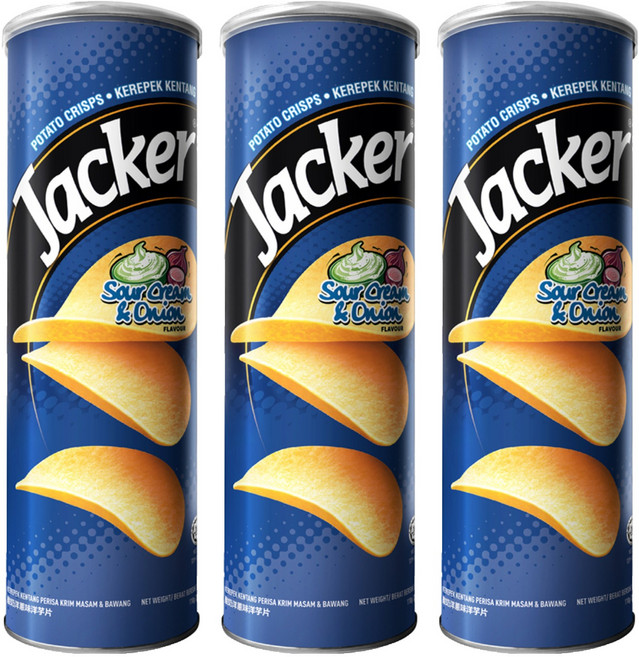 Jacker 洋芋片 酸奶洋蔥味, 110g, 3罐