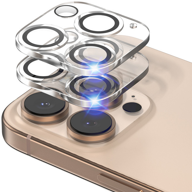 신지모루 빛번짐 방지 카메라 렌즈 강화유리 블랙링 액정보호필름 2p, 1세트