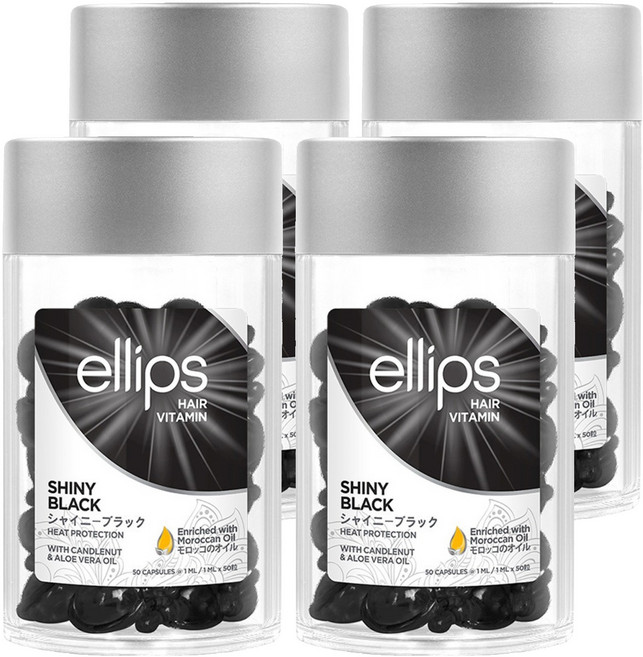 엘립스 헤어 비타민 샤이니 블랙 위드 캔들넛 앤 알로에베라 50p, 50ml, 4개