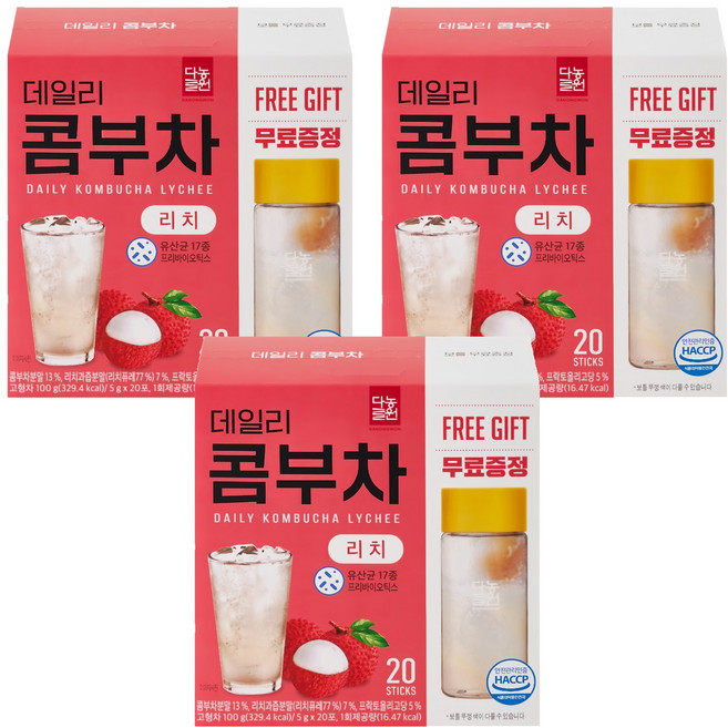 Danongwon 乳酸菌康普茶 + 瓶子 荔枝, 20包, 5g, 3盒