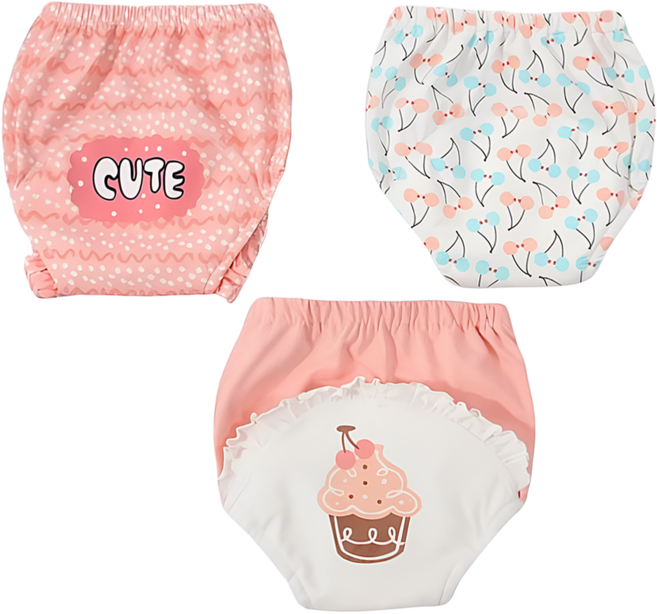 vanibaby 母嬰生活 幼兒學習褲 3件組, 蛋糕 多色, 1組