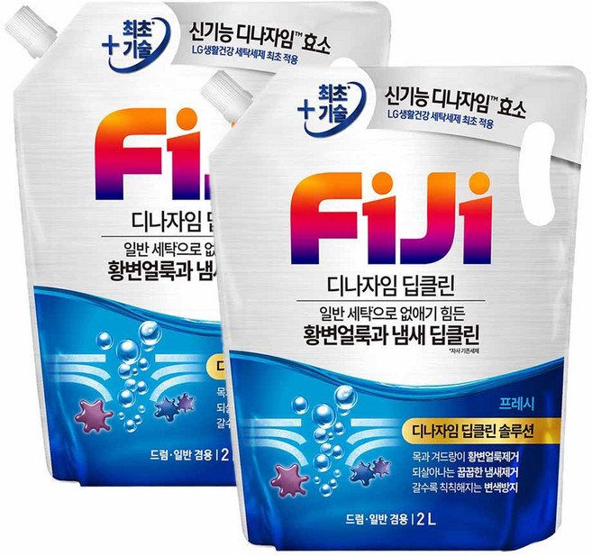 피지 디나자임 딥클린 프레시 액상세제 리필, 2L, 2개