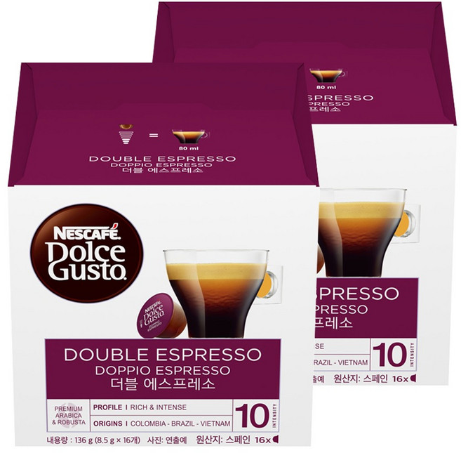 돌체구스토 더블 에스프레소 캡슐커피, 8.5g, 16개입, 2개