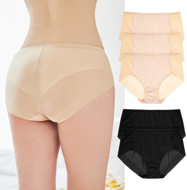 베이스알파 에센셜 심플 노라인 편안한 하이웨스트 맥시 햄팬티 5종 세트