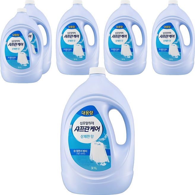 샤프란 케어 섬유탈취제 상쾌한 향 리필, 3.1L, 6개