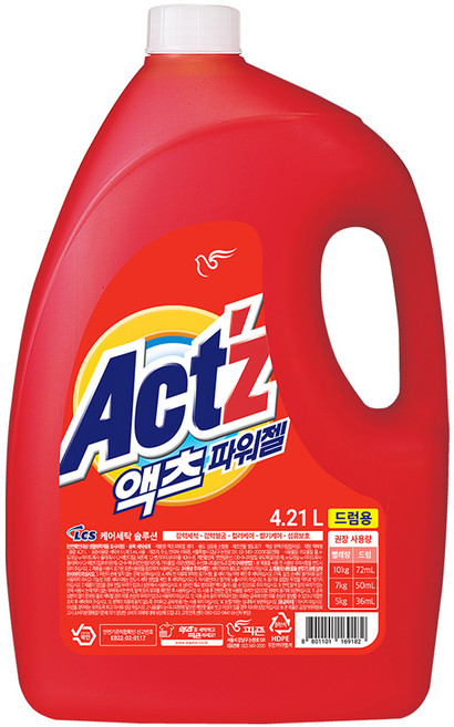 액츠 파워젤 드럼용 액상세제 본품, 4.21L, 1개입, 1개