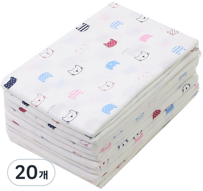 베이비베어 헤드캣 천기저귀 사각, 혼합 색상, 20개