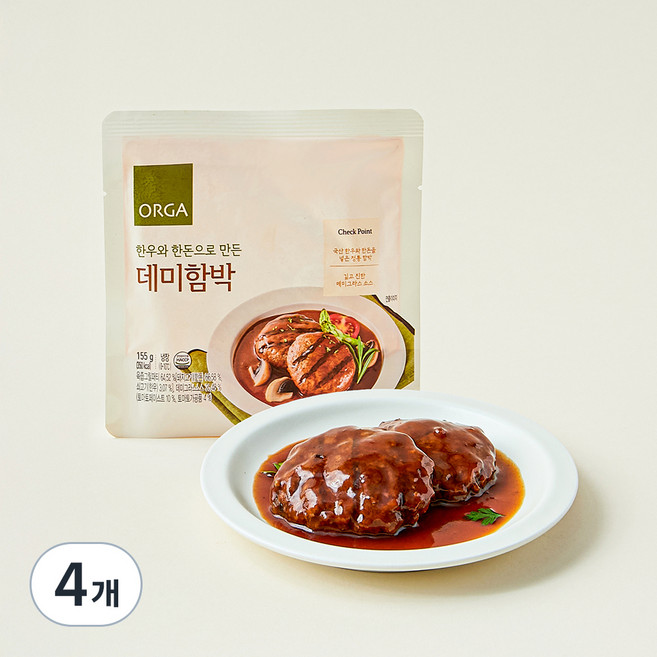 올가홀푸드 한우와 한돈으로 만든 데미함박, 155g, 4개