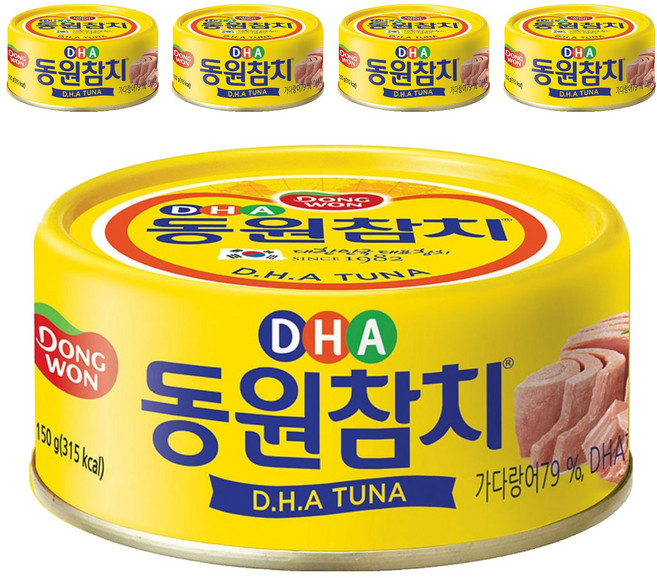 동원참치 DHA 통조림, 150g, 5개