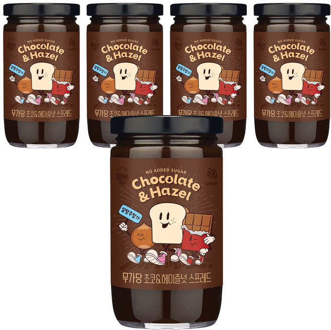 복음자리 무가당 초코&헤이즐넛 스프레드, 220g, 5개