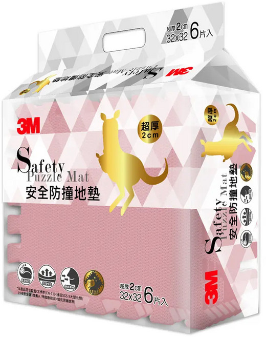 3M 安全防撞地墊 9924E 6片, 乾燥玫瑰, 1包