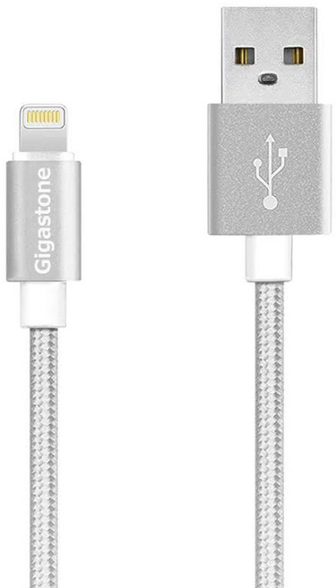 GIGASTONE 立達 USB-A to Lightning 充電資料傳輸線 GC-3800S 2.4A快充 耐磨編織線 10KG耐重, 1.5m, 灰色, 1條