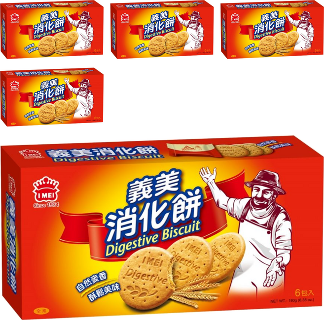 義美 消化餅 全素, 180g, 5盒