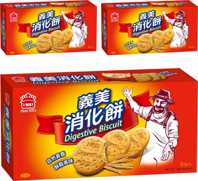 義美 消化餅 全素, 180g, 3盒