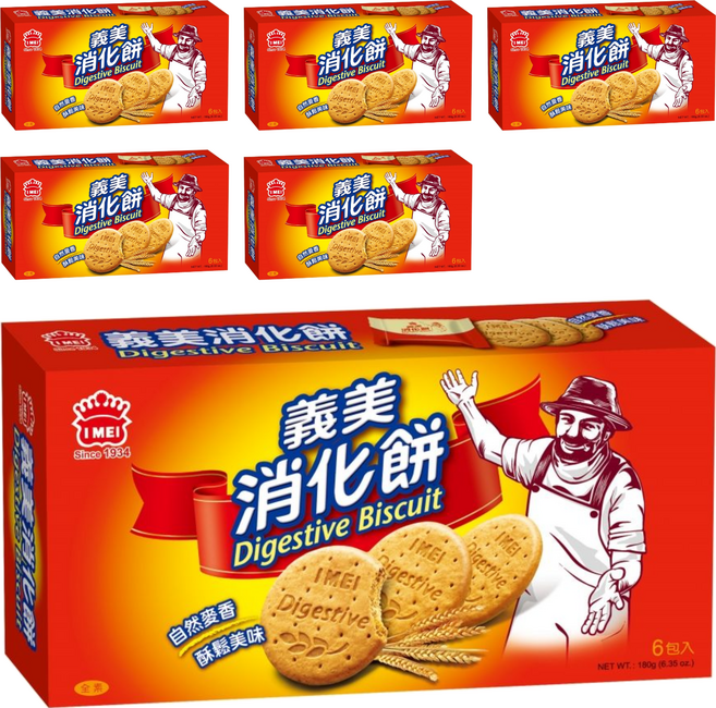 義美 消化餅 全素, 180g, 6盒