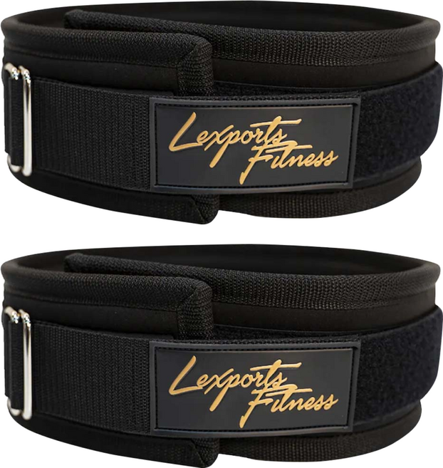 Lexports Fitness 勵動風潮 專業重訓舉重腰帶 核心保護型, 時墨黑, 2個