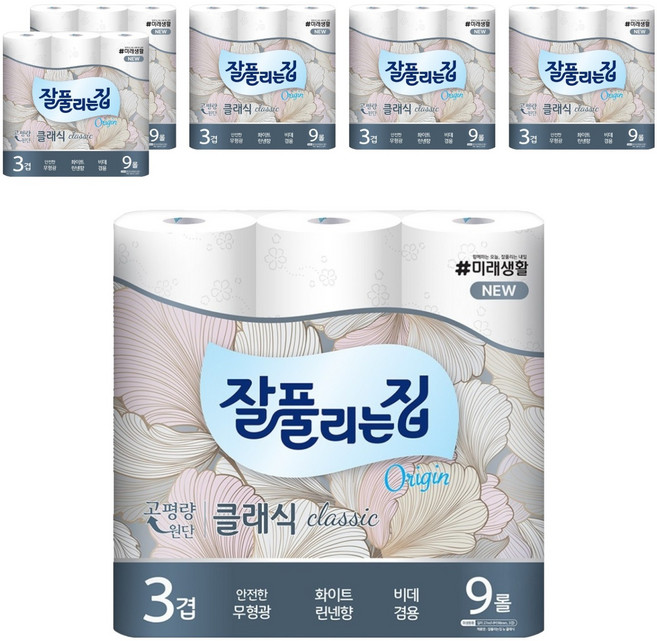 잘풀리는집 뉴 클래식 화장지, 27m, 9개입, 6개