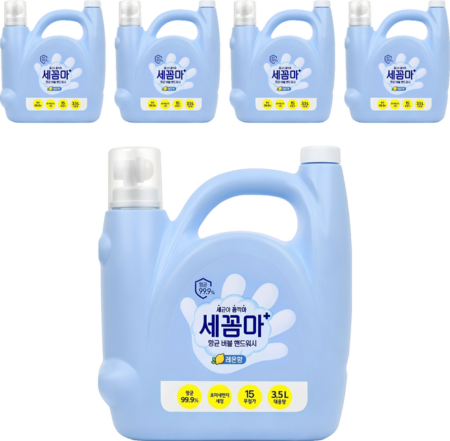 세균아꼼짝마 항균 버블 핸드워시 레몬향 리필, 3.5L, 5개