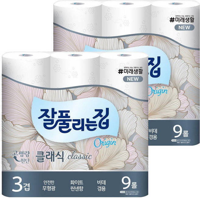 잘풀리는집 3겹 클래식 화장지, 27m, 9개입, 2개