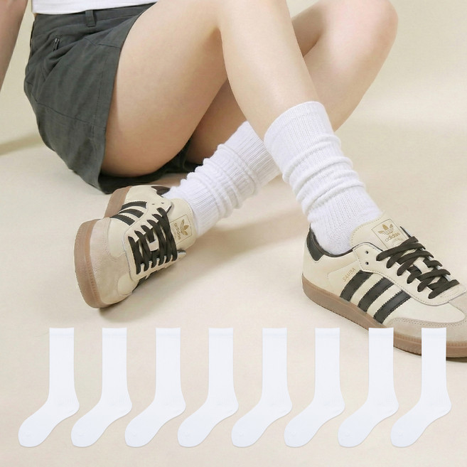두발로 여성용 한뼘 더 길어진 롱롱 국산 골지 장목 양말 8켤레 세트