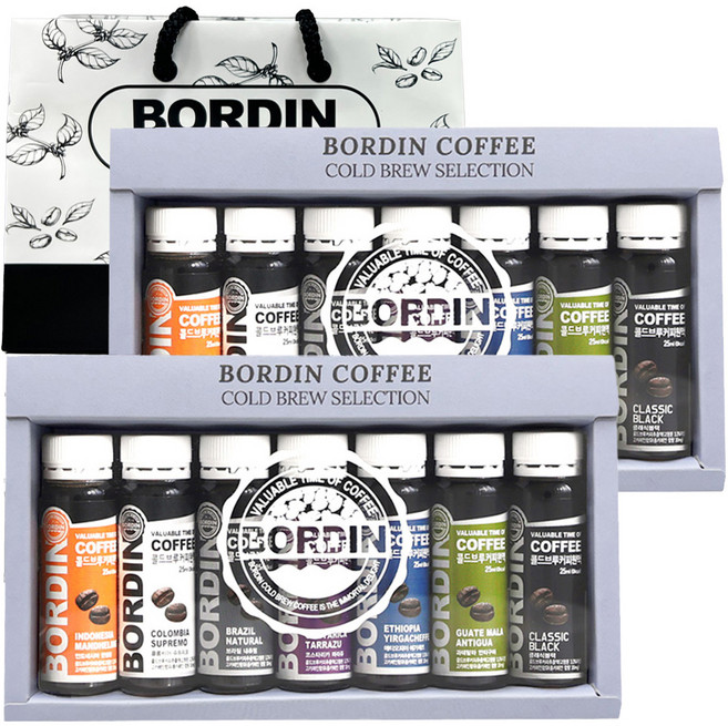 보르딘 미니 콜드브루 더치커피 원액 7종 세트 + 쇼핑백, 2세트