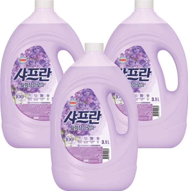 샤프란 플러스 섬유유연제 릴렉싱아로마 본품, 3.1L, 3개