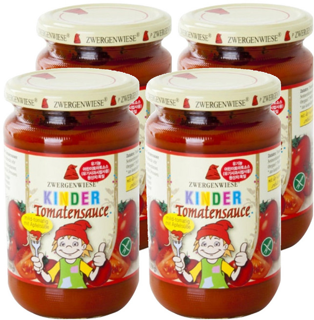 쯔베르겐비제 유기농 어린이 토마토소스, 340ml, 4개