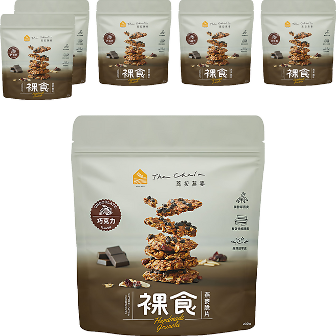 The Chala 蕎拉燕麥 裸食燕麥脆片 巧克力, 230g, 6包