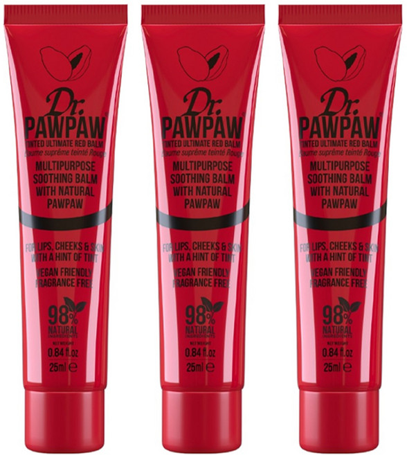 Dr.PAWPAW 台灣公司貨 熱戀紅潤色霜(英國木瓜霜 護唇膏), 3個, 25ml, 紅色