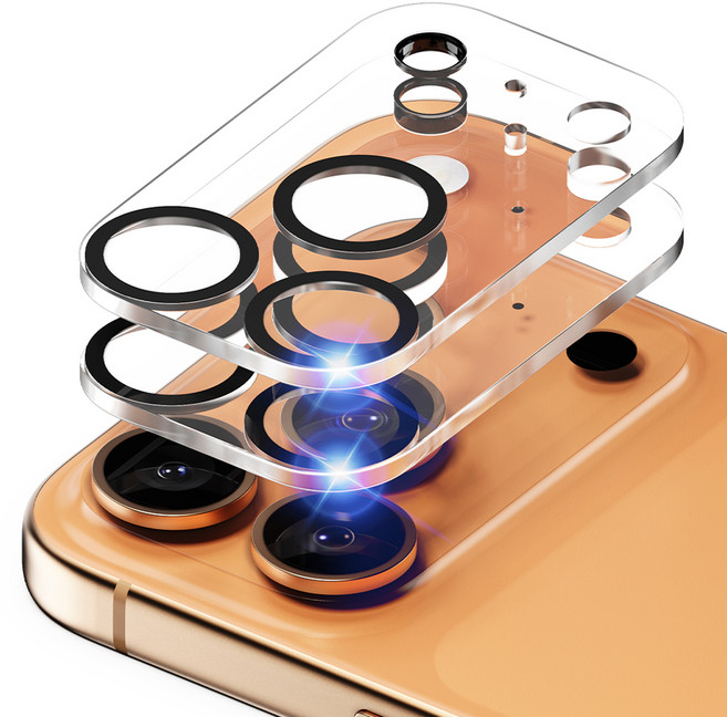 신지모루 빛번짐 방지 카메라 렌즈 강화유리 블랙링 액정보호필름 2p, 1세트