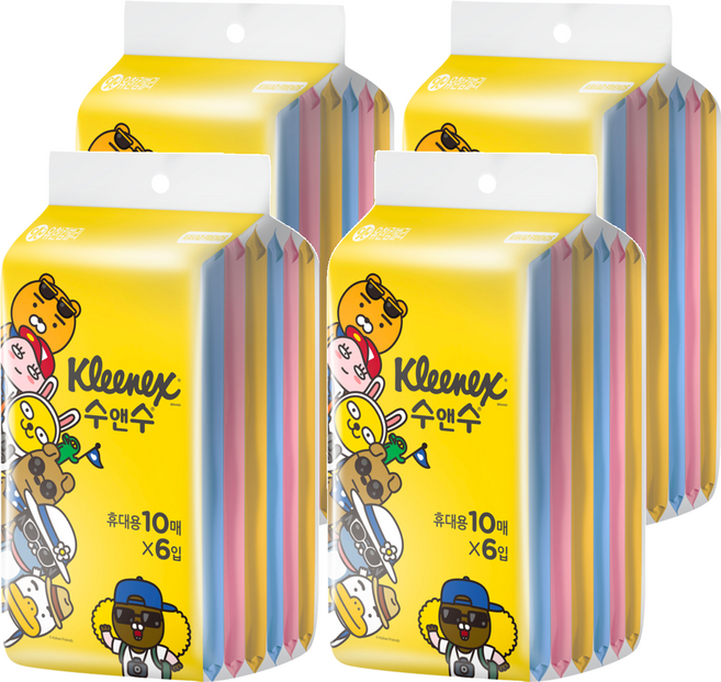 크리넥스 수앤수 실키소프트 카카오 물티슈 휴대용, 10개입, 24개