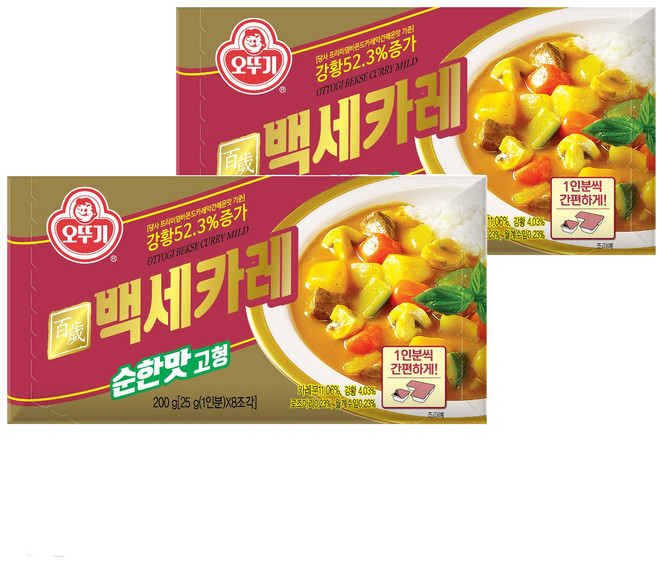 오뚜기 백세카레 고형 순한맛, 200g, 2개