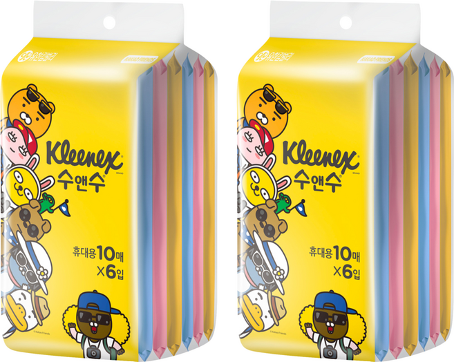 크리넥스 수앤수 실키소프트 카카오 물티슈 휴대용, 10개입, 12개