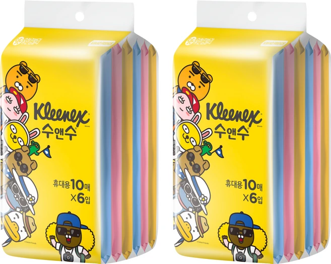크리넥스 수앤수 실키소프트 카카오 물티슈 휴대용, 10개입, 12개 - 쿠팡