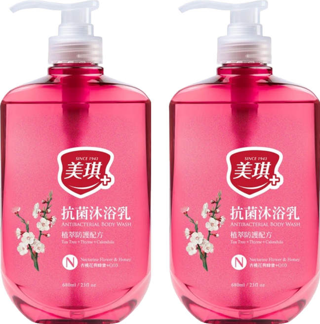 美琪 抗菌沐浴乳 杏桃花與蜂蜜 + Q10, 2瓶