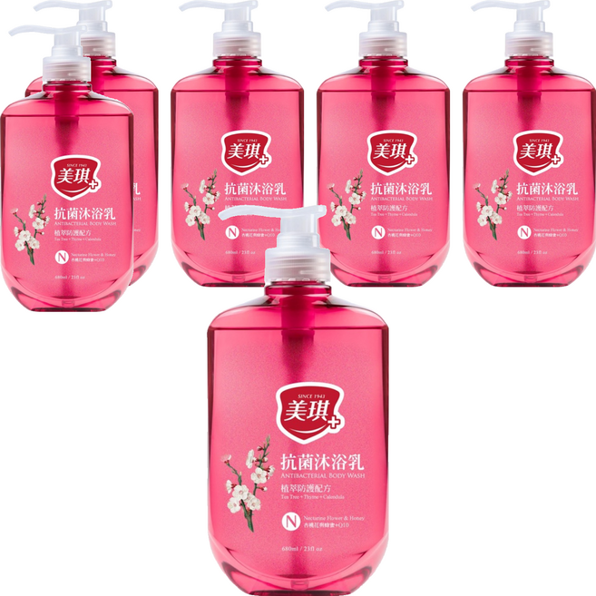 美琪 抗菌沐浴乳 杏桃花與蜂蜜 + Q10, 6瓶