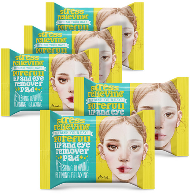 아리얼 스트레스 릴리빙 퓨어풀 립앤아이 리무버 패드 30p, 55g, 5개