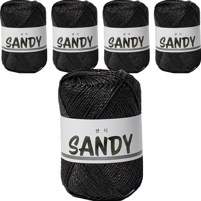 Yarna Sandy 編織線 50g, 7 黑色, 5個