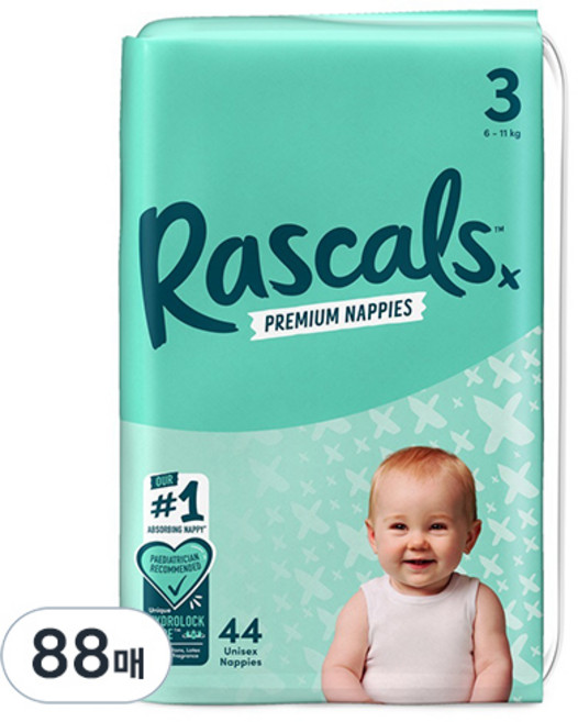 라스칼프렌즈 프리미엄 밴드형 기저귀, 88매, 3단계
