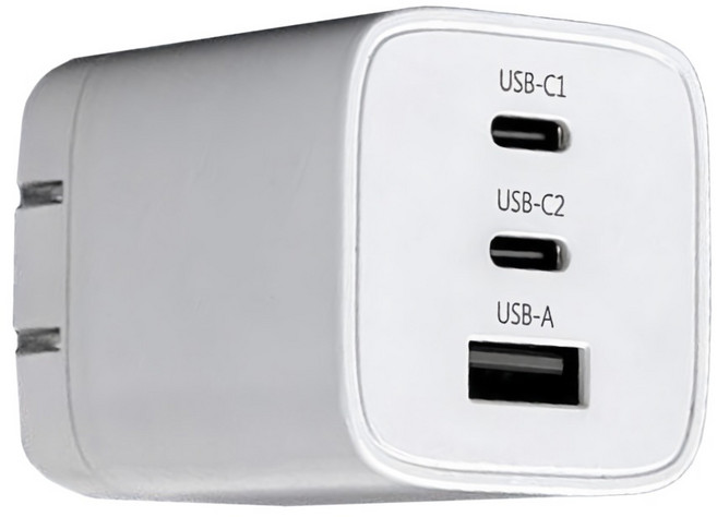Wephone 氮化鎵65W PD 雙USB-C+USB-A 快速充電器, 白色, 1個