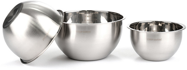chefmaster 스테인레스 믹싱볼 3종 세트, 24cm + 20cm + 18cm, 1개
